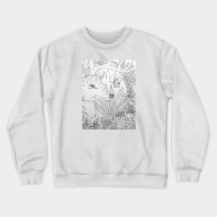 Deer in Forest Drawing Crewneck Sweatshirt